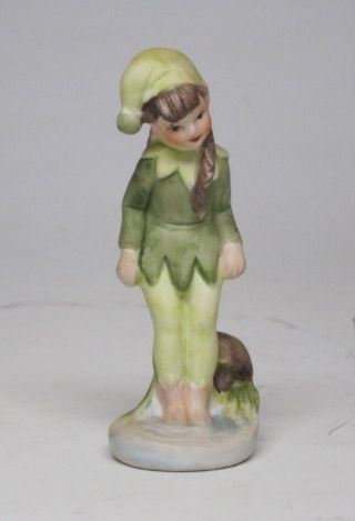 Vtg Pixie Gnome Elf Fairy Figurine Ceramic Porcelain Miniature Mid Century Water