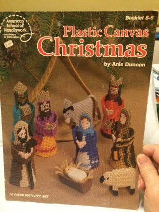 Christmas Plastic Canvas Patterns Silent Night Nativity 10 Piece Set Vintage