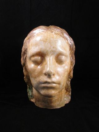 Vintage Life Death Mask Plaster Sculpture Female Figure Macabre Oddity Decor