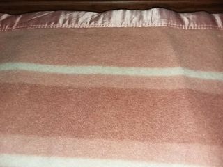 Vintage Chatham Blanket Satin Binding Terra Cotta Color Cream Stripe Wool?