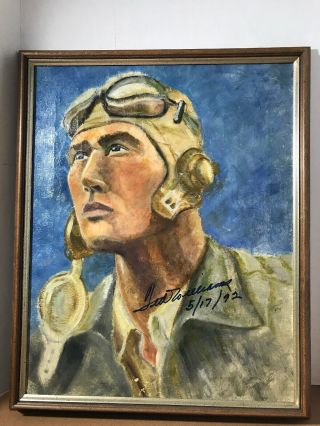 Ted Williams Auto Oil Painting 1950’s Jsa Certified.  - Unique Authentic Piece