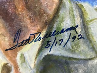 TED WILLIAMS AUTO Oil Painting 1950’s JSA Certified.  - Unique Authentic Piece 3