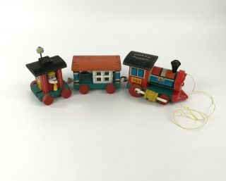 Vintage 1963 Fisher Price Huffy Puffy Train Wood Pull Toy 999 Three Cars