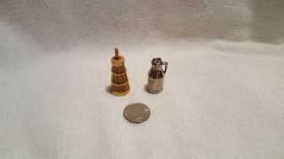 Vintage Arcadia Miniature Butter Churn & Milk Can Salt And Pepper Shakers -