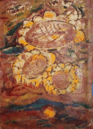 Antique Expressionist Oil Painting Still Life Flowers