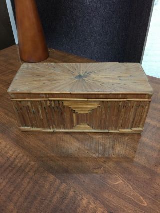 Vintage Folk Hobo Tramp Prison Art Matchstick Wood Box