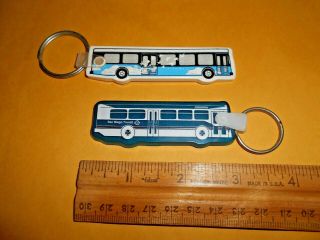 2 San Diego Transit Bus Key Chains Flexible Rubbery Keychain