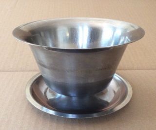 Vintage Scanli Stainless Steel Denmark Sauce/ Gravy Bowl With Plate 3 1/4” H