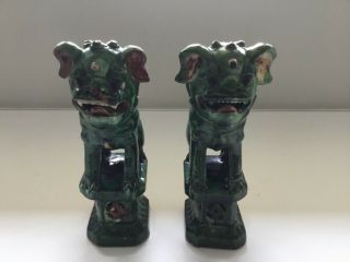 Antique Porcelain Chinese Guardian Lions “foo Dogs”
