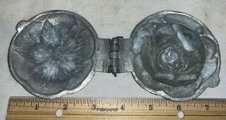 Antique Pewter Flower Rose Ice Cream Mold Vintage Parlor Chocolate Tool Floral