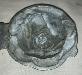 ANTIQUE PEWTER FLOWER ROSE ICE CREAM MOLD VINTAGE PARLOR CHOCOLATE TOOL FLORAL 3