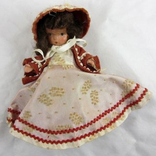 Vintage 1937 - 42 Nancy Ann Doll Storybook Doll 93 Winter With Tag & Costume Art