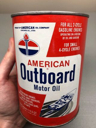 Vintage American Outboard Boat Illinois Composite Motor Oil Can Quart