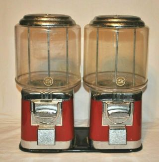 Vintage Double Gum Ball Machine Candy Machine 25 Cent