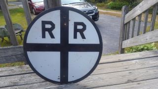 Antique Porcelain Railroad Crossing Sign 24 " Round L.  D.  Nelke Signs York