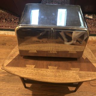 Vintage Mid Century Lincoln Beauty Box Chrome Bread Box W/ Shelf & Cutting Board