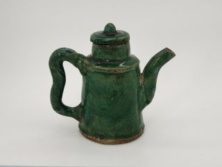 Old Chinese Green Glazed Shiwan Pottery Teapot 19th C.