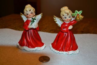 Set Of 2 Vtg Napco Christmas Angel Girl Figurines X - 6964