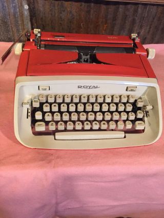 Vintage Orange 60s Royal Custom Safari Portable Typewriter