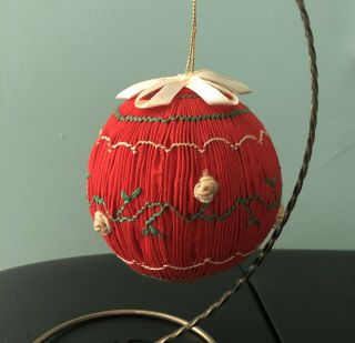 Vintage Smocked Ball Christmas Ornament