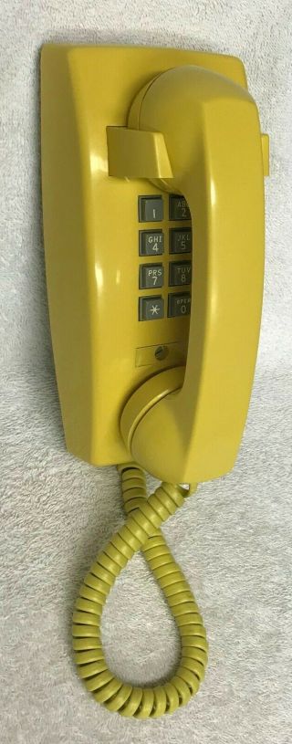 Vintage Western Electric 2554bmpg Yellow Push Button Dial Wall Mount Telephone