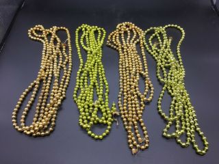 4 Vintage 106 " Glass Mercury Beads Garland Christmas Chartreuse Gold 1/4 "