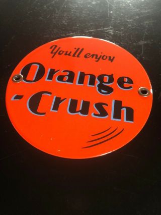 Vintage Orange Crush Soda Pop Drink Porcelain Sign 5” X 5” Gas Oil Service