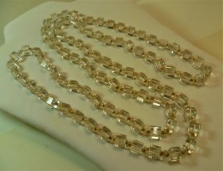Lovely Vintage Art Deco Era Austrian Crystal Square Bead Flapper Necklace 48 "