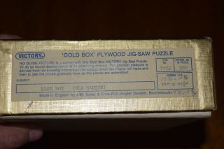 Vtg Victory Gold Box Wooden Plywood Hand Cut Jigsaw Puzzle 300 pc blue boy 2