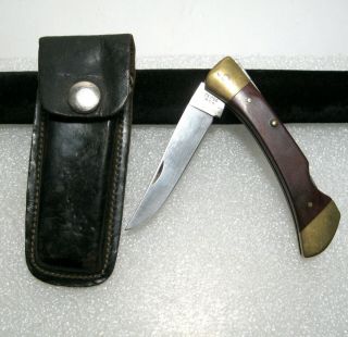 Vintage Craftsman Camillus Usa 95232 Lock Back Knife W/ Leather Case