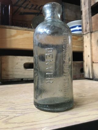 Vintage Hutchinson Soda Water Bottle Standard Bottling Denver Colorado Blob Top