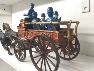 Antique Hubley Cast Iron Horse Drawn Police Patrol Wagon,  19 " Long,  Ca.  1900