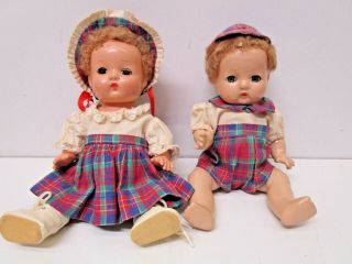 Vintage Composition Effanbee Brother & Sister Baby Patsyette Dolls