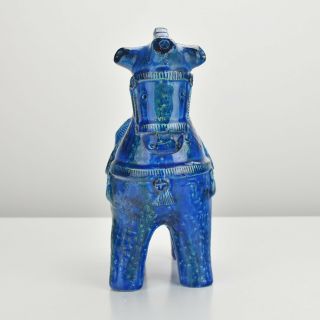 Bitossi Rimini Blue Horse Sculpture Design Aldo Londi Raymor Mid Century Modern 2