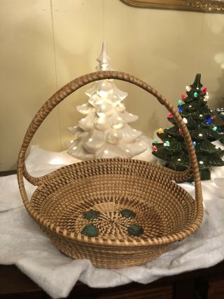 Vintage Gullah Basket Sc Carolina Charleston Sweetgrass Folk Art