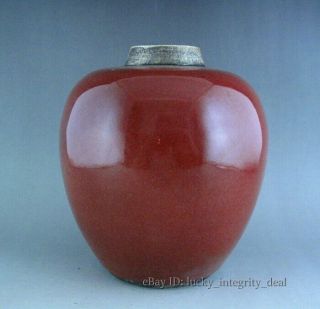 Old Chinese Ox - Blood Red Crackle Glaze Porcelain Jar Tank Vase
