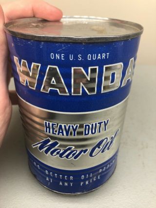 Vintage Full Wanda Heavy Duty Oklahoma Quart Metal Motor Oil Can