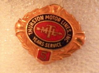 Vintage Thurston Motor Lines 5 Year Service 10k Screw Back Tie Tack Or Lapel Pin