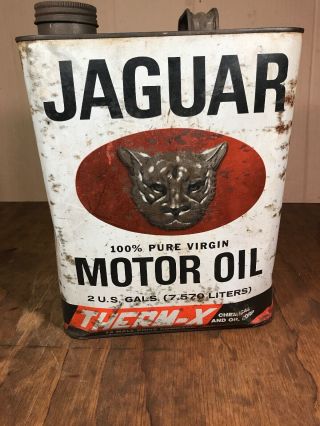 Vintage Jaguar Pure Virgin Motor Oil 2 Gallon Empty Can