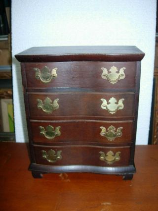 Vintage Mini Wood Chinese Chippendale 3 Drawer Blanket Chest Jewelry Box