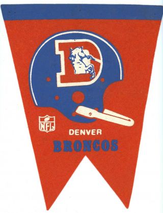 Vintage 1960s Denver Broncos Two Twin Split Tailed Pennant - Tough