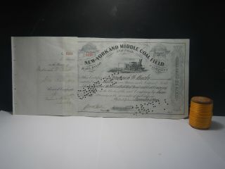 Vintage Stock Certificate York And Middle Coal Field Company 1909 Railroad