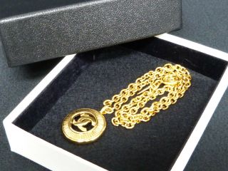 R6031 Auth Chanel Vintage Gold Plated Round Cc Logo Chain Necklace