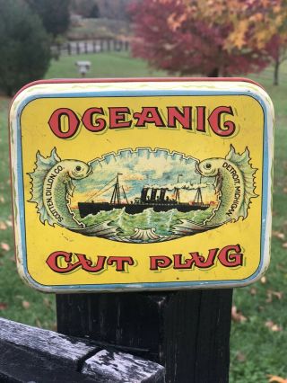 Vintage Oceanic Cut Plug Tobacco Tin Scotten,  Dillon Co.  Detroit Mich.