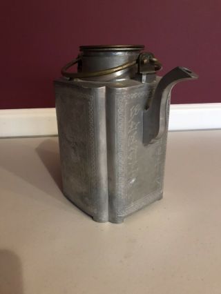 Antique Chinese Pewter Teapot With Infuser