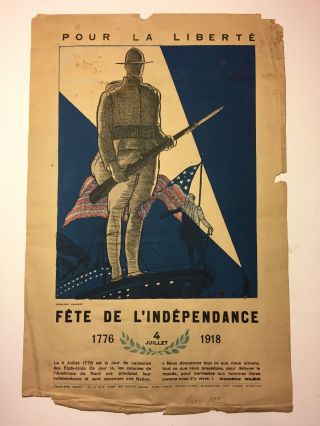 Vintage French World War 1 " Pour La Liberté Military Poster,  1918