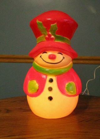 Vintage Union Products Christmas Blow Mold Snowman 14” Tall Light