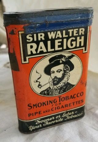 Vintage Sir Walter Raleigh Vertical Pocket Tobacco Tin With The Tobacco