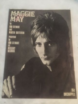 Vtg 1971 Rod Stewart Sheet Music Maggie May Unichappell Rock Pop Vocal Faces