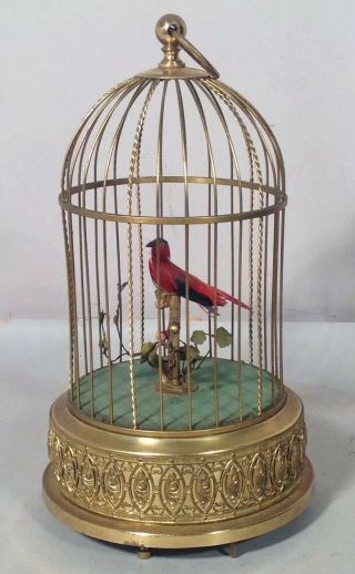 Antique Karl Greisbaum Singing Bird In Cage Music Box Automaton Well Sings